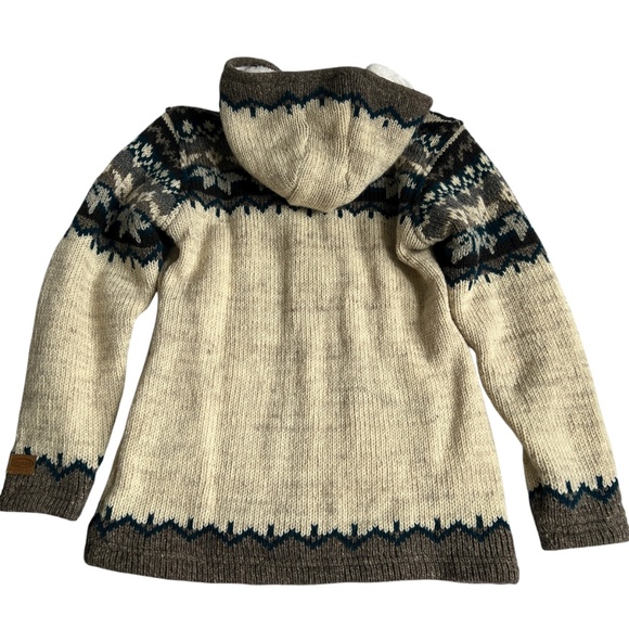 Kyber Outerwear Sweater Jacket Wool Knit Hood Feece Lined Size L Full Zipper - Picture 4 of 7